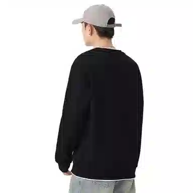 寻星记 潮流简约假两件男 多色基础款宽松圆领上衣卫衣 男款