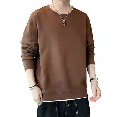 寻星记 潮流简约假两件男 多色基础款宽松圆领上衣卫衣 男款