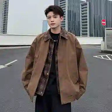 寻星记 美式复古港风皮机车长袖夹克 男女同款