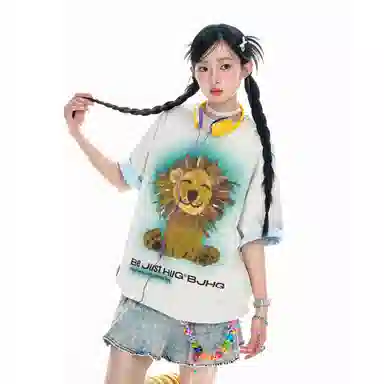 BJHG Silent Series Lion Print T-Shirt