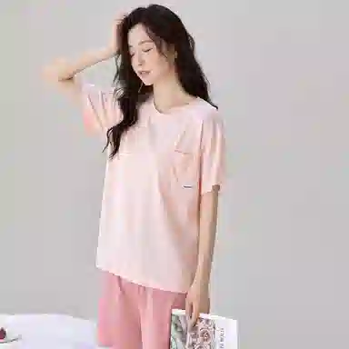 水中花 亲肤休闲透气短袖三分裤睡衣套装 女款