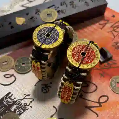 花茜樱 道系青年 新中式国潮手工编织山鬼花钱国风个性复古好运 合金 手环 男女同款情侣款