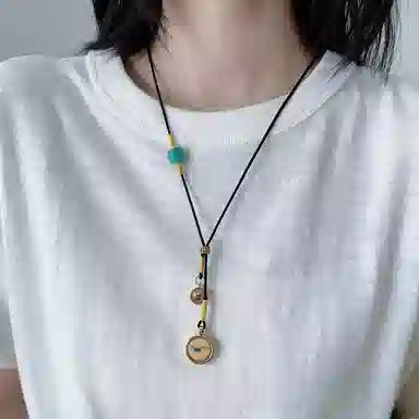 花茜樱 原创设计 一眼万年 文殊智慧眼 西藏手绘随身法眼唐卡新中式小众个性手工编绳 合金 项链 女款