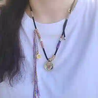花茜樱 扎基拉姆前世今生随身唐卡藏式民族风招财转运个性新中式国风 合金 项链 女款