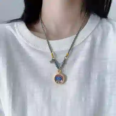 花茜樱 前世今生 扎基拉姆手绘随身唐卡招财转运事业顺利手工编绳原创设计品牌 合金 项链 女款
