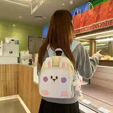 醇龙 幼儿园书包便携童趣宝宝背包卡通可爱小兔子 尼龙 双肩包 儿童款 白色/蓝色/紫色/粉色/黄色