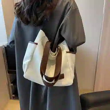 醇龙 撞色多口袋大容量多功能简约 布 单肩斜挎包 女款 多色