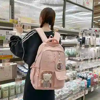 醇龙 高颜值书包简约休闲大容量旅行背包森系娃娃痛包 尼龙 双肩包 男女同款情侣款 多色