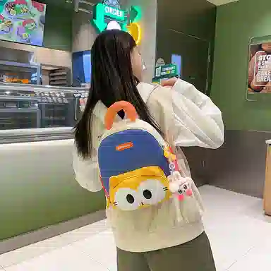 醇龙 卡通可爱 尼龙 双肩包 常规 男女同款情侣款 黑色，黄色，棕色，蓝色，紫色