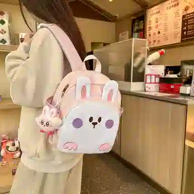 醇龙 幼儿园书包便携童趣宝宝背包卡通可爱小兔子 尼龙 双肩包 儿童款 白色/蓝色/紫色/粉色/黄色