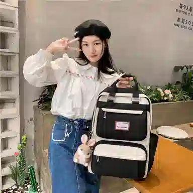 醇龙 初中少女卡通韩版高中学生三到五六年级小学生 尼龙 背包双肩包 常规 女款 绿色/蓝色/紫色/粉色/黑色