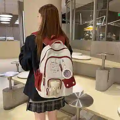 醇龙 高颜值书包简约休闲大容量旅行背包森系娃娃痛包 尼龙 双肩包 男女同款情侣款 多色