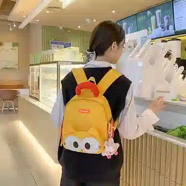 醇龙 卡通可爱 尼龙 双肩包 常规 男女同款情侣款 黑色，黄色，棕色，蓝色，紫色