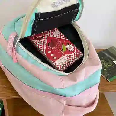 醇龙 学院风街头旅行潮流 尼龙 双肩包 男女同款情侣款 粉色/米白/紫色/黑色