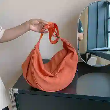 醇龙 大容量休闲简约时尚百搭复古轻便 织物 饺子包腋下包斜挎包 常规 男女同款情侣款 绿色/橘色/深蓝色/浅蓝色/黑色/米白色