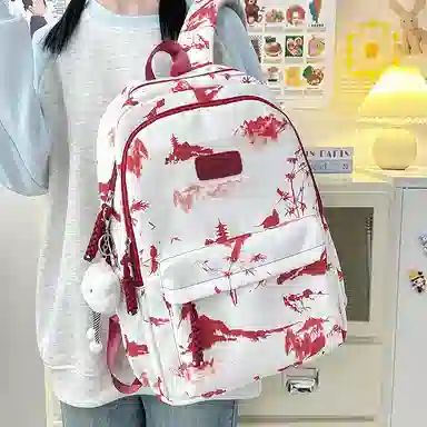 醇龙 简约百搭时尚 尼龙 双肩包 男女同款情侣款 粉色/红色/黑色/灰色/绿色