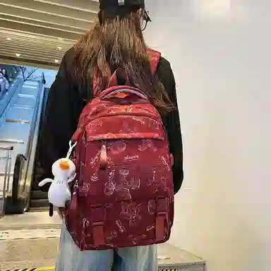 醇龙 书包初中生高颜值时尚潮流大学生背包高中生尼龙男女同款双肩包多色