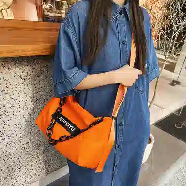 醇龙 休闲时尚潮流大容量 尼龙 单肩斜挎包 常规 男女同款情侣款 黑色/桔色/绿色/蓝色/紫色/白色