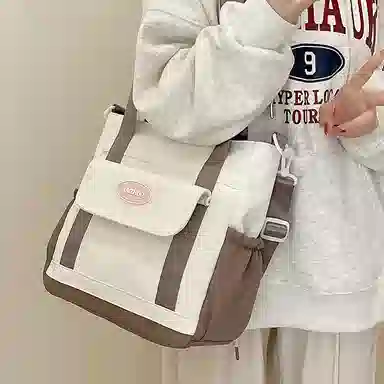 醇龙 日系 百搭小清新通勤简约 尼龙 单肩斜挎包 女款 粉色/棕色