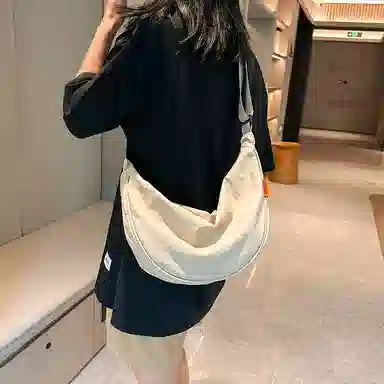 醇龙 大容量休闲简约时尚百搭复古轻便 织物 饺子包腋下包斜挎包 常规 男女同款情侣款 绿色/橘色/深蓝色/浅蓝色/黑色/米白色