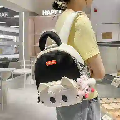 醇龙 卡通可爱 尼龙 双肩包 常规 男女同款情侣款 黑色，黄色，棕色，蓝色，紫色