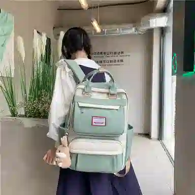 醇龙 初中少女卡通韩版高中学生三到五六年级小学生 尼龙 背包双肩包 常规 女款 绿色/蓝色/紫色/粉色/黑色