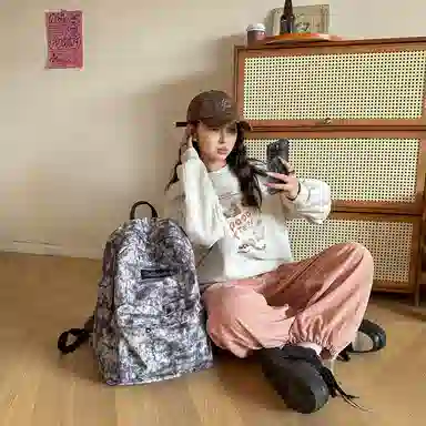 醇龙书包女初中生韩版森系双肩包小学生三到六年级大容量背包简约潮尼龙多色