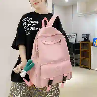 醇龙 可爱书包大容量初中生高中大学生背包简约休闲双肩包尼龙女款多色