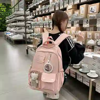 醇龙 高颜值书包简约休闲大容量旅行背包森系娃娃痛包 尼龙 双肩包 男女同款情侣款 多色