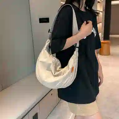 醇龙 大容量休闲简约时尚百搭复古轻便 织物 饺子包腋下包斜挎包 常规 男女同款情侣款 绿色/橘色/深蓝色/浅蓝色/黑色/米白色