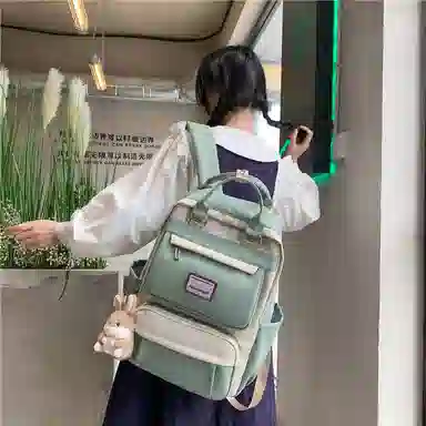 醇龙 初中少女卡通韩版高中学生三到五六年级小学生 尼龙 背包双肩包 常规 女款 绿色/蓝色/紫色/粉色/黑色