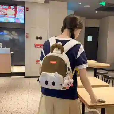 醇龙 卡通可爱 尼龙 双肩包 常规 男女同款情侣款 黑色，黄色，棕色，蓝色，紫色