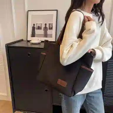 醇龙 撞色多口袋大容量多功能简约 布 单肩斜挎包 女款 多色