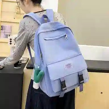 醇龙 可爱书包大容量初中生高中大学生背包简约休闲双肩包尼龙女款多色