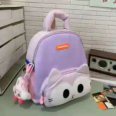 醇龙 卡通可爱 尼龙 双肩包 常规 男女同款情侣款 黑色，黄色，棕色，蓝色，紫色