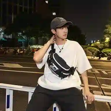 醇龙 时尚休闲日常 牛津纺 胸包 常规 男女同款情侣款 纯黑色/黑桔色/黑白色/桔色/绿色