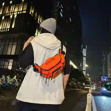 醇龙 时尚休闲日常 牛津纺 胸包 常规 男女同款情侣款 纯黑色/黑桔色/黑白色/桔色/绿色