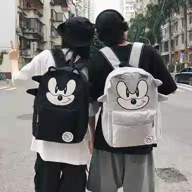 醇龙 索尼克音速小子刺猬鼠大容量 毛绒 双肩包 常规 男女同款情侣款 多色