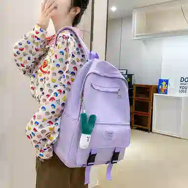 醇龙 可爱书包大容量初中生高中大学生背包简约休闲双肩包尼龙女款多色