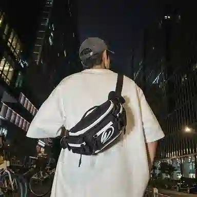 醇龙 时尚休闲日常 牛津纺 胸包 常规 男女同款情侣款 纯黑色/黑桔色/黑白色/桔色/绿色