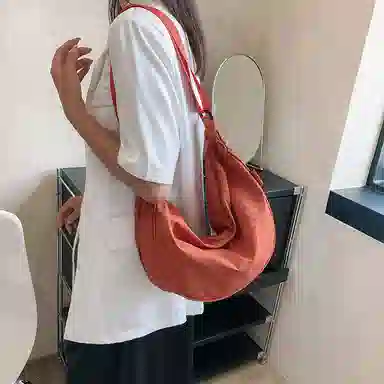 醇龙 大容量休闲简约时尚百搭复古轻便 织物 饺子包腋下包斜挎包 常规 男女同款情侣款 绿色/橘色/深蓝色/浅蓝色/黑色/米白色