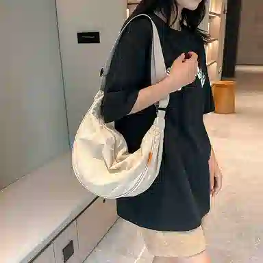 醇龙 大容量休闲简约时尚百搭复古轻便 织物 饺子包腋下包斜挎包 常规 男女同款情侣款 绿色/橘色/深蓝色/浅蓝色/黑色/米白色