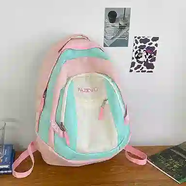 醇龙 学院风街头旅行潮流 尼龙 双肩包 男女同款情侣款 粉色/米白/紫色/黑色