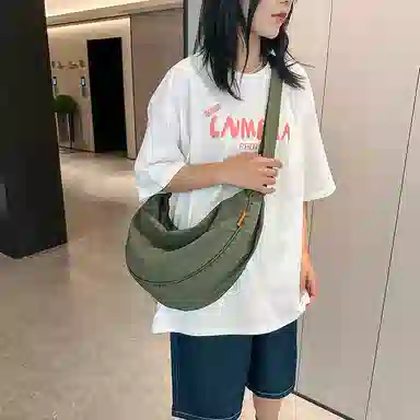 醇龙 大容量休闲简约时尚百搭复古轻便 织物 饺子包腋下包斜挎包 常规 男女同款情侣款 绿色/橘色/深蓝色/浅蓝色/黑色/米白色