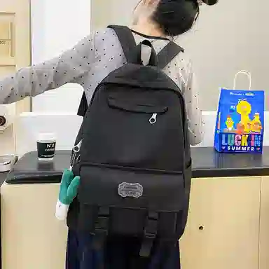 醇龙 可爱书包大容量初中生高中大学生背包简约休闲双肩包尼龙女款多色