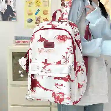 醇龙 简约百搭时尚 尼龙 双肩包 男女同款情侣款 粉色/红色/黑色/灰色/绿色