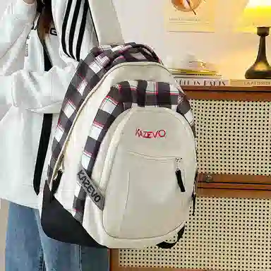 醇龙 学院风街头旅行潮流 尼龙 双肩包 男女同款情侣款 粉色/米白/紫色/黑色