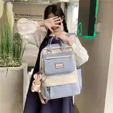 醇龙 初中少女卡通韩版高中学生三到五六年级小学生 尼龙 背包双肩包 常规 女款 绿色/蓝色/紫色/粉色/黑色