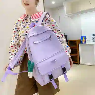 醇龙 可爱书包大容量初中生高中大学生背包简约休闲双肩包尼龙女款多色