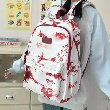 醇龙 简约百搭时尚 尼龙 双肩包 男女同款情侣款 粉色/红色/黑色/灰色/绿色